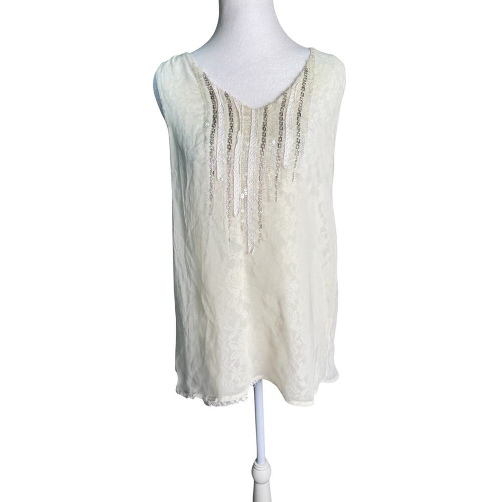 Miss Me Womens Lace Mesh Beaded Boho Top Small Asymmetrical Wrap Back Festival